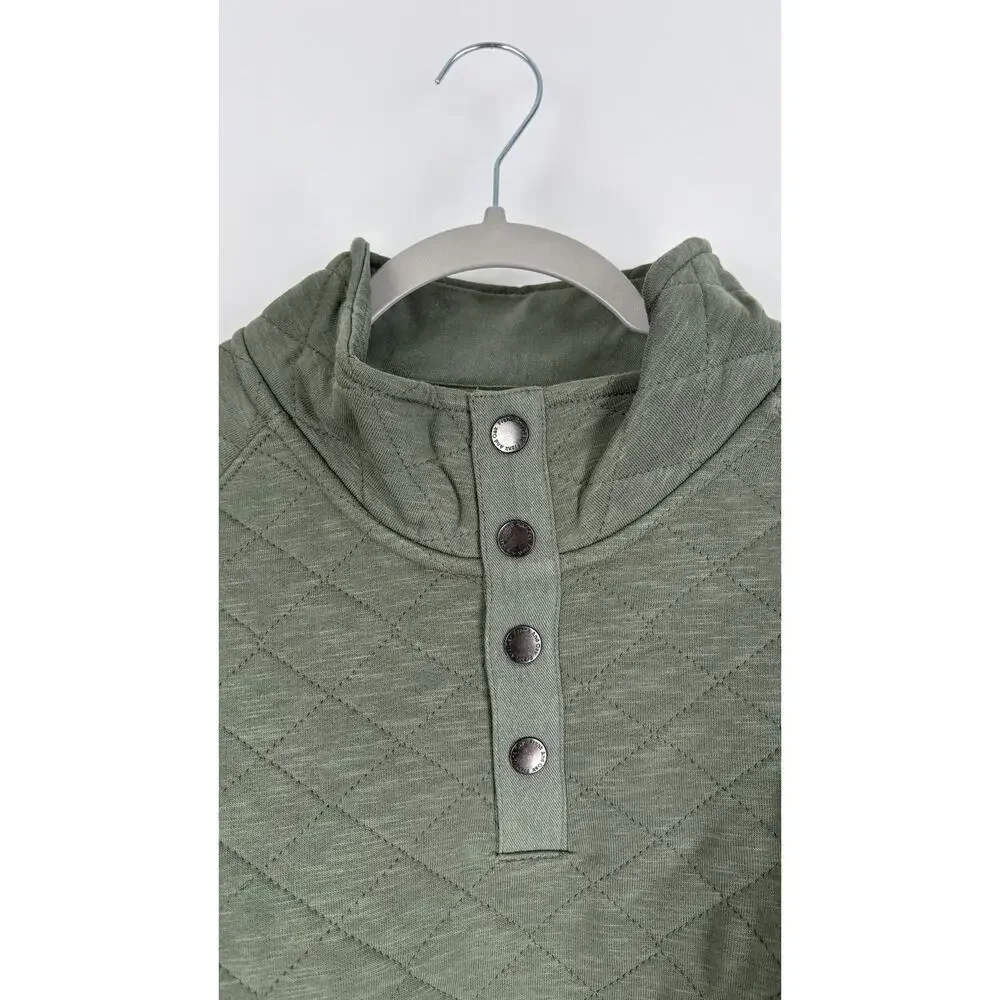 Frank & Oak Quilted Pop Over in Olive Green Mens Size XL New Sweater Pullover